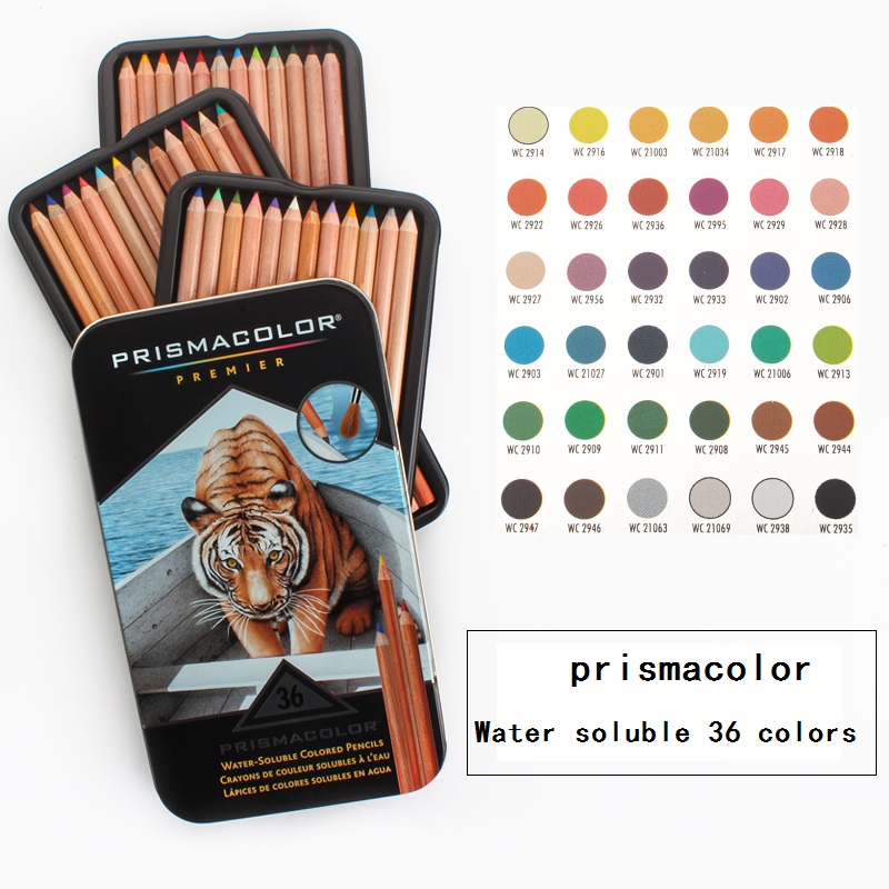 Prismacolor-수용성 색연필, 36 색, 드로잉 스케치, 컬러 연필, 미술 학교 용품,  정원 연필 틴 박스